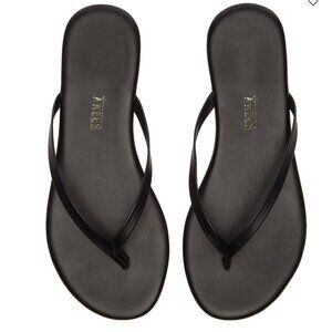 TKEES Liners Flip Flop in Sable Black Leather Thong Sandal 7